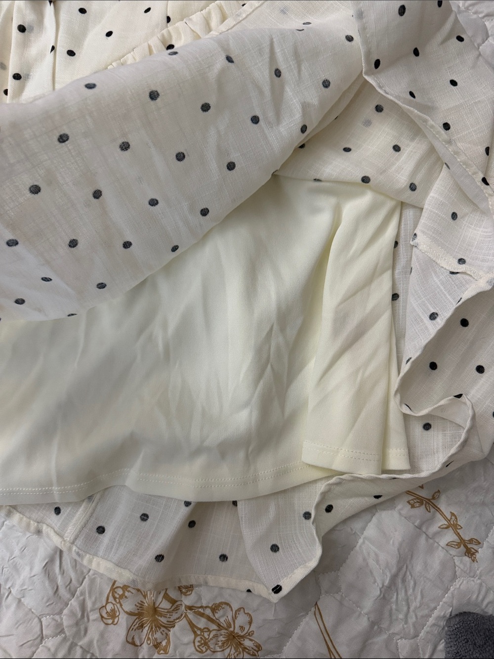 Sincerely Jules Cream Halter Mini Dress with Black Polka Dots - Picture 6 of 6